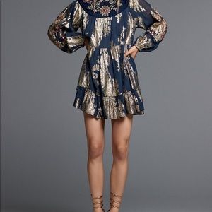 Zara Navy Dress with Gold Embroidery- Blogger Dress!